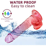 Realistic Dildo Clear Silicone 7.8" Purple-Red Gradient Dildo With Strong Suction Cup For Women Hand Free Play Flexible Soft Penis Dong, Adult Sex G-Spot Dildos Toys For Vaginal And Anal Stimulation