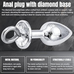Bondage Restraint Handcuffs With Anal Plug - Alloy Long Chain Wrist Cuff With 2 Keys And Jewel Anal Beads Training Kit | Adult Sex Toys For Men And Women Couple Beginners Bdsm Game Play