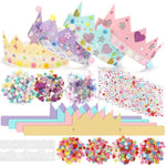 794 Pcs DIY Paper Crown Craft Kit with Gems, Stickers, Lace & Pom Poms