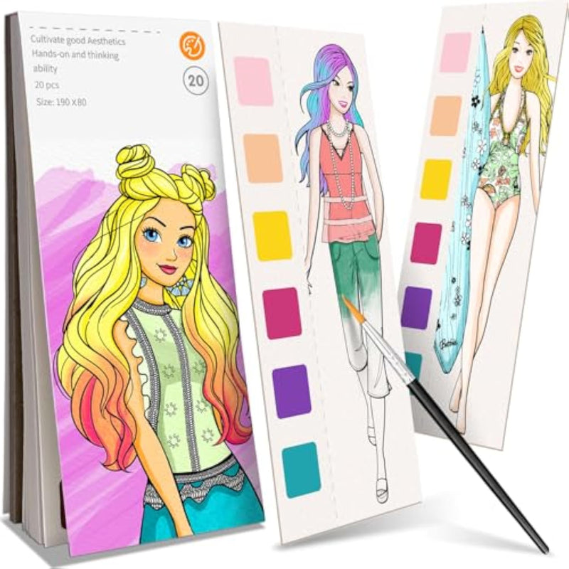 Mess-Free Watercolor Painting Set for Kids Ages 3-8, Portable Coloring Books