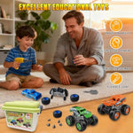 Monster Truck Building Kit for Kids with Electric Drill, STEM Blocks & Storage Box