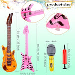 50 Pack Inflatable Rock Star Toy Set Includes 12 Pcs Inflatable Guitar 12 Pcs Inflatable Bass 24 Pcs Blow Up Microphone And 2 Pcs Air Pump For Children Musical Party Favors