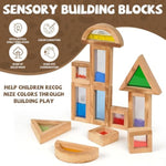 Large Rainbow Wooden Building Blocks For Toddlers Baby Kids, 16 Pcs Colorful Geometry Stacking Construction Toy Set Sensory Toys, Preschool Educational Toy For Boys & Girls