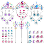 Princess Kids Jewelry For Girls Light Up Princess Crowns Wands, 40 Pcs Dress Up Accessories With Necklaces Rings Clip On Earrings For Girls Costumes Jewelry Toys Gift