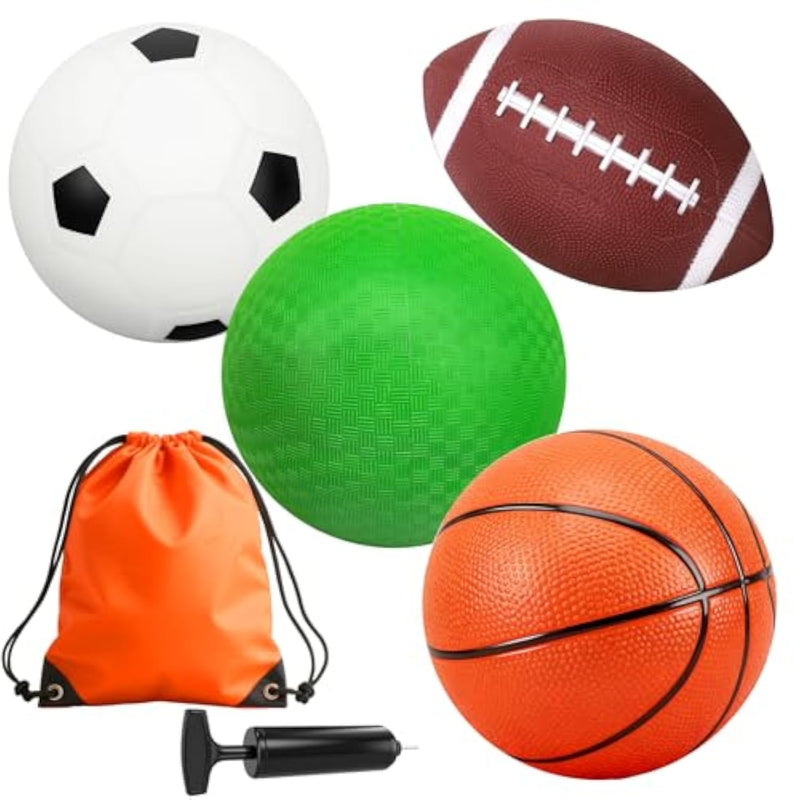 8 Inch Toddler Sport Balls Toys Set, Mini Basketball, Kids Dodgeball For Outdoor, 8" Small Soccer For Indoor Hoop Sets, Beach Pool Balls Stocking Stuffer Gift For Boys Girls(4 Pcs With Carry Bag)