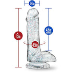 Sex Toy - Naturally Yours Glitter Dildo - 6 Inch - Realistic Small Pliable Penis 1.4" Thick - Strap On Compatible Suction Cup For Hands Free Play - Women Men & Couple - Sparkling Clear