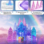Magnetic Tiles For Kids,114Pcs 3D Diamond Princess Ice Castle, Magnetic Tiles Age 3-5 4-8,Stem Educational Toys For Girls Kids Birthday Gift