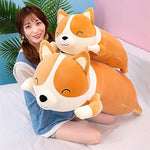 Shiba Inu Plush Pillow Stuffed Animal Dog Cute Corgi Akita Soft Plush Toy Comfort Cushion Gifts For Girls Boys (Sleeping, 60Cm / 23.6 '')