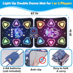 2-Player Electronic Led Light Dance Mat, Music Dance Toy With 5 Modes, Develops Hand-Eye Coordination, Challenge Game For Single Or Double Players, Christmas Dance Mat Toy For Boys & Girls Ages 3-12