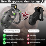 Chastity Cage Cock Cage, Male Chastity Device With 4 Sizes Of Rings, 3D Printed Lightweight Resin Male Chastity Cage Hidden Lock Penis Cage Bondage Gear & Accessories Abstinence And Exercise Black