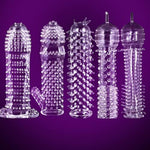 New Reusable Sleeves 1350 Girth For Men Extender Enlarger Extension Enhancer Ball Stretch Sleeve Girth Best Gift-(Transparent-5Pcs)