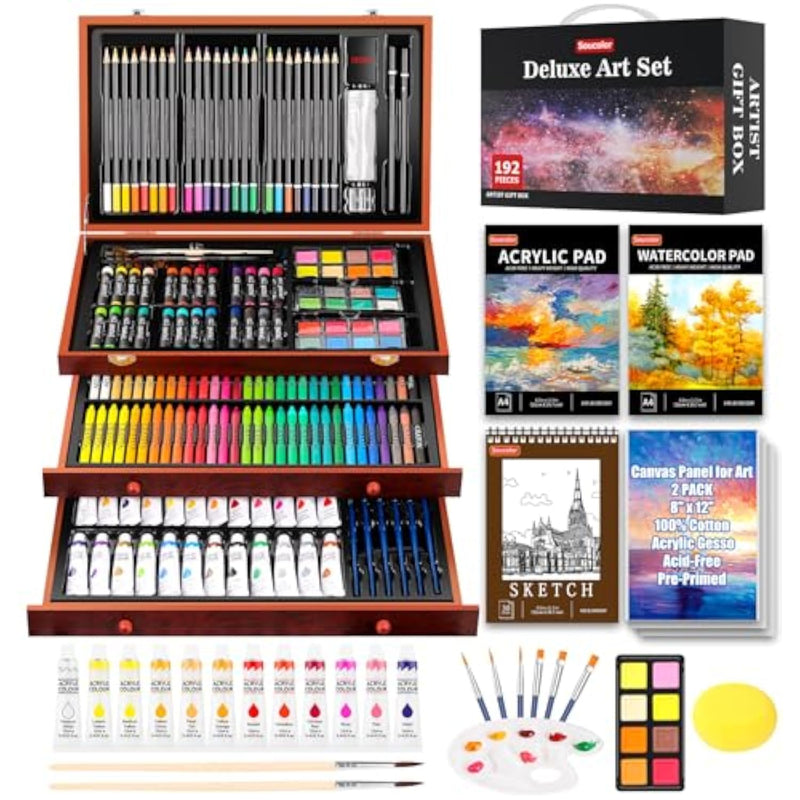 Deluxe Art Set for Drawing and Painting - 192 Piece Art Supplies Kit