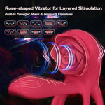 Vibrating Cock Ring Penis Sleeve With Rose Clitoral Stimulator+Vibrating Cock Ring Taint Stimulator