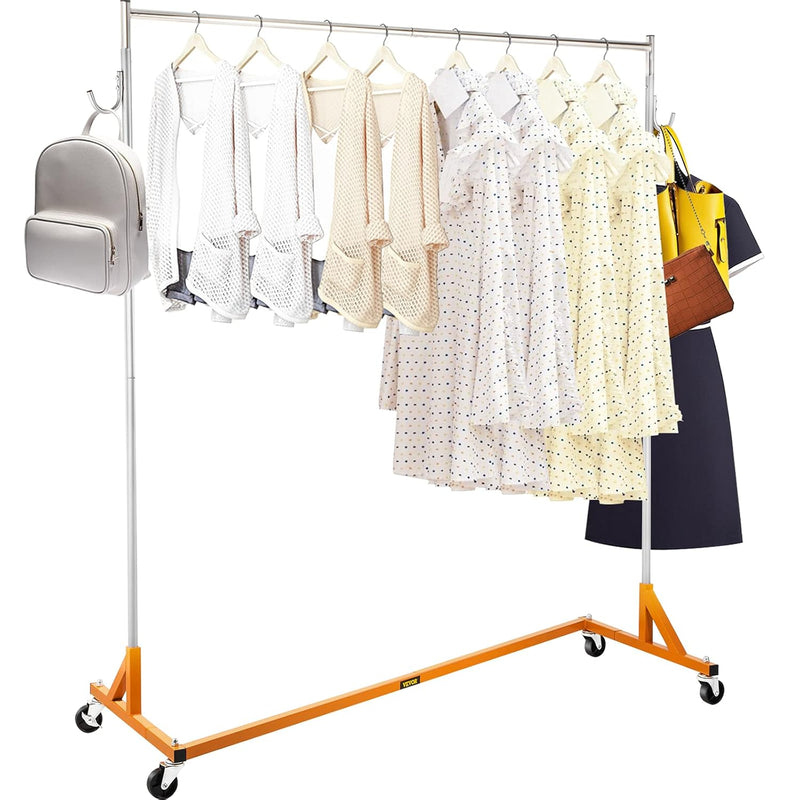 Z Rack, Industrial Grade Z Base Garment Rack, Height Adjustable Rolling Z Garmen