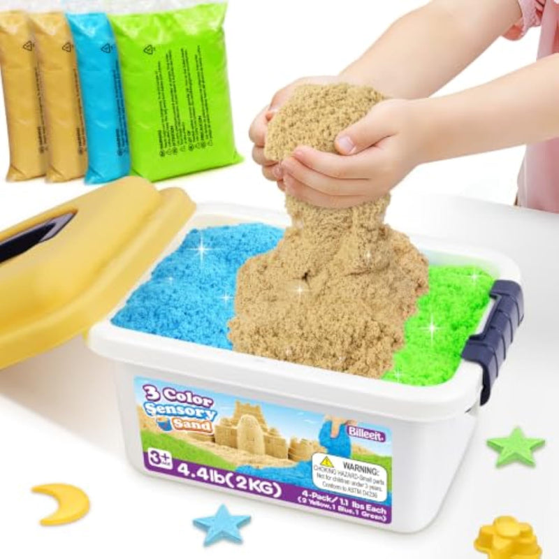 4.4 lbs Play Sand with Storage Sand Box for Kids 3+ Years Old