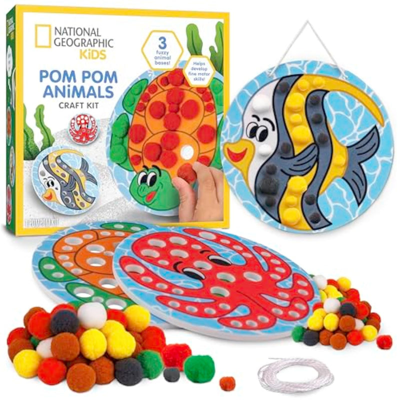 National Geographic Kids Pom Pom Animal Arts and Crafts Activity Kit for Toddlers and Preschoolers