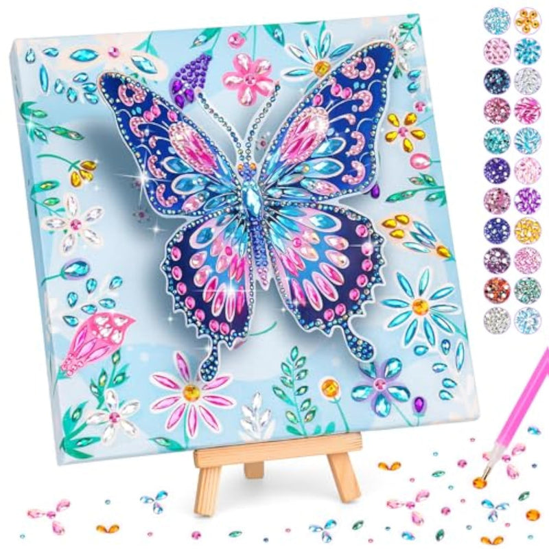 Butterfly Diamond Painting Kit for Kids Age 8-12, Girls Birthday Gift Ideas