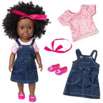 14.5" African Baby Girl Doll With Clothes Set - Washable Realistic Silicone Toy - Best Gift For Kids