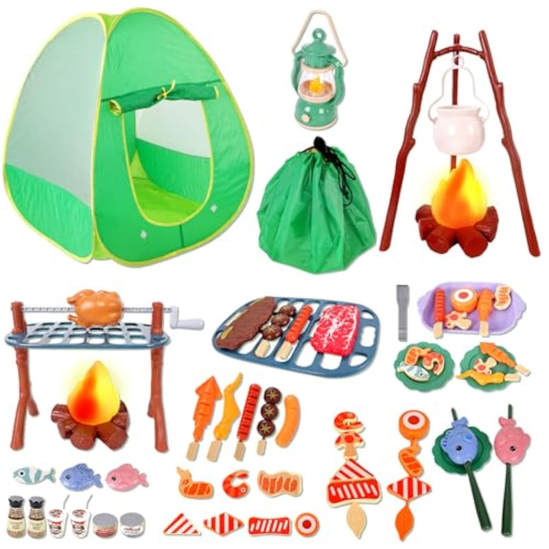 Kids Camping Set With Play Tent,Campfire,Lantern,Indoor Outdoor Camping Set With Pop Up Play Tent,Camping Toys Play Set For Kids 3 4 5 Year Old,Toddler Toys