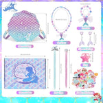Purse For Little Girls Dress Up Jewelry Set, Kids Mermaid Hair Accessories Mermaid Toys Sticker