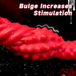 Thrusting Huge Dildo With Handle - Sword-Shaped Anal Dildo For Men Women And Couples, Silicone Adult Sex Toy For Prostate Stimulation & G-Spot, Tentacle Design In Scarlet Unisex (D303-F)