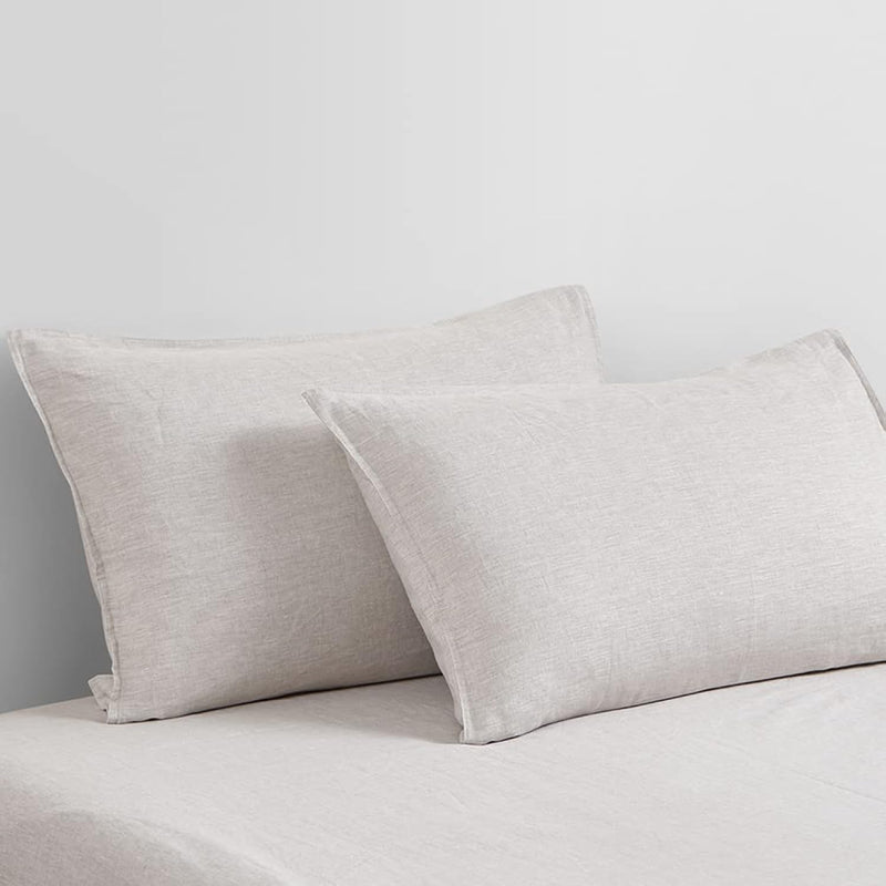 Pure Stone Washed Linen Pillowcases 1 Pair Woven From 100% Fine French Natural
