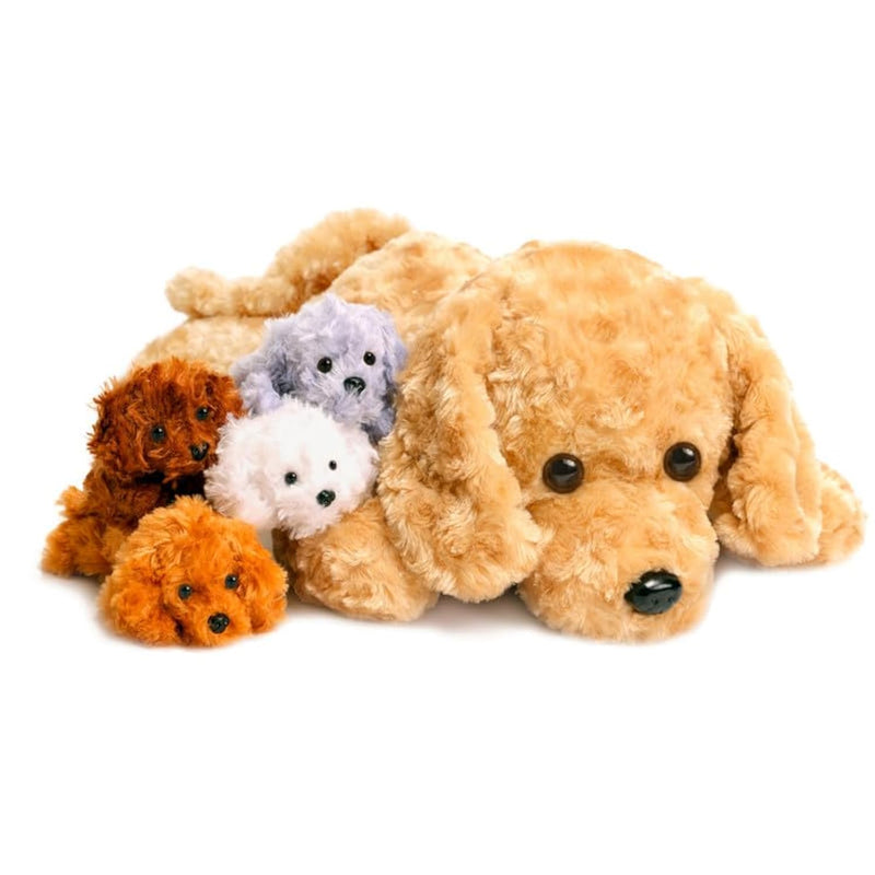 5 Pieces Dog Stuffed Animals For Girls,1 Mommy Dog With 4 Babies,Puppy Stuf