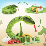 Giant Snake Stuffed Animal Mommy With Babies, Realistic Stuffed Snakes Plush Toy, Long Boa Constrictor For Kids, Girls, Boys, Halloween, Green, 80In
