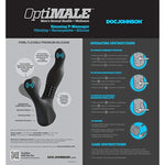 Doc Johnson OptiMALE - Rimming P-Massager - Rechargeable Silicone Prostate Massager - Perineum & Shaft Feature 10 Vibration Functions, Spinning Beads Provide Rimming Sensation - Black