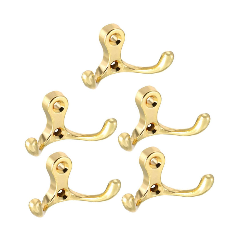 Dual Prong Coat Hooks Wall Mounted Retro Double Hooks Utility Gold Hook For Coat
