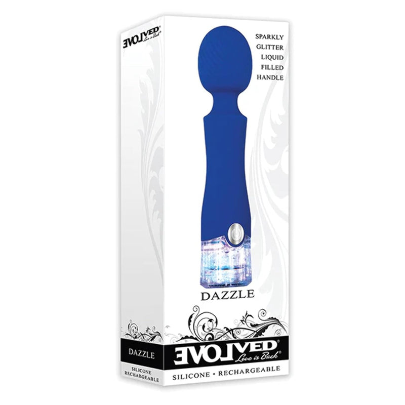 Evolved Love Is Back Dazzle Silicone Rechargeable Wand Massager Vibrator- Blue