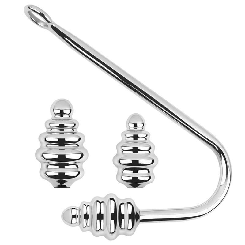Stainless Steel Anal Hook With 3 Interchangeable Balls, Butt Plug Hook With O Ring For Bdsm Games, Bondage Fetish Toy For Women Couples Play