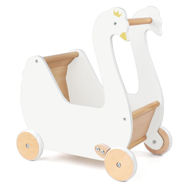 Wooden Doll Stroller,Baby Pram Stroller Toy,Wooden Swan Baby Walker,Baby St