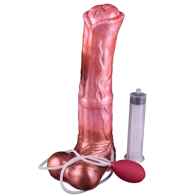 Suction Muilti Color Big Long Ribbed Horse Dildo Squirting Dildo With Suction Base Soft Flexible Massive (Xl)