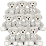 Bulk Teddy Bear Baby Shower, 10 Packs Small Gray Teddy Bear Stuffed Animals In Bulk,13.5" Small Stuffed Bears Plush For Wedding,Birthday,Christmas, Party Decorations