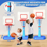 Toddler Basketball Hoop Indoor For Age 1 2 3, Adjustable Kids Basketball Hoop, Mini Basketball Hoop With 3 Balls For Outdoor Poolside, Christmas Birthday Sport Toys Gifts For Baby Boys Girls Age 1-3