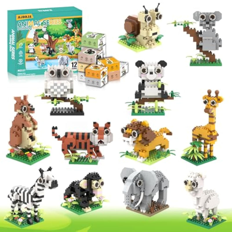 Party Favors For Kids 8-12, Mini Animals Building Blocks Sets,Goodie Bags Stuffers For Kid, Small Toy Prizes, 12Pack Kits Birthday Party Favor Gifts Toys For Ages 8 9 10 11 12