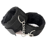 Leather Handcuffs Bracelet with Soft Plush Lining for Role Play, Exercise, and Cosplay