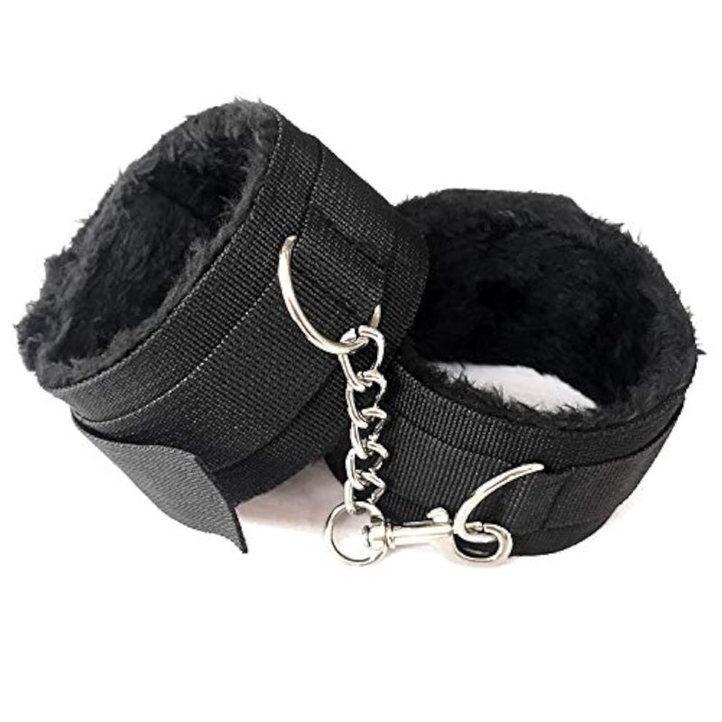 Leather Handcuffs Bracelet with Soft Plush Lining for Role Play, Exercise, and Cosplay