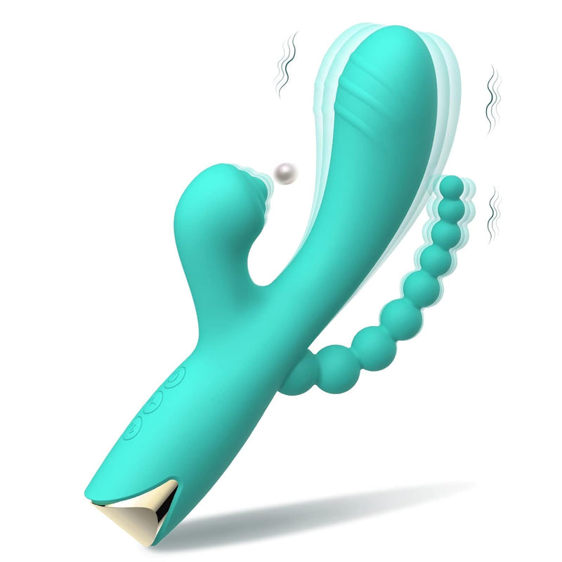 G Spot Rabbit Vibrator Anal Dildo Sex Toy With 10 Vibration/Sucking 3 In 1 Vibrators Clitoral Tapping Stimulation Adult Sex Toys For Women & Couple Games Silicone Waterproof Rechargeable