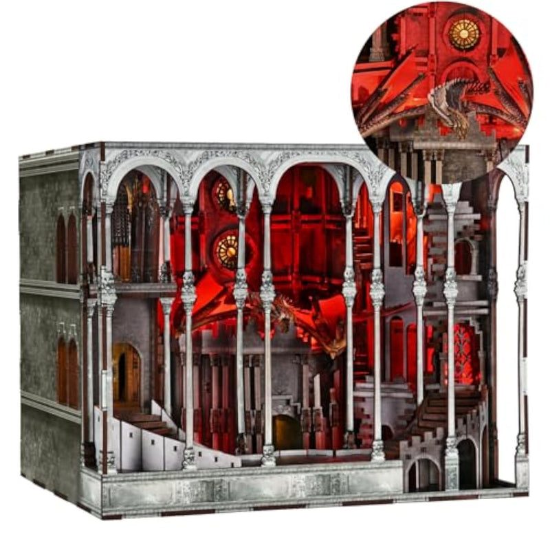 DIY Book Nook Miniature House Kit for Adults, Ember Castle Bookshelf Decor