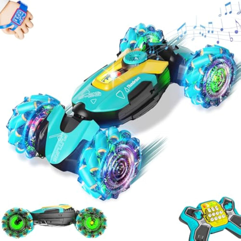 Gesture Sensing Rc Stunt Car,?Remote Control Car Toys For Ages 5-13,4Wd All-Terrain With 360° Flips & Led Music Show,3-6 Year Old Boy Birthday Gift,Indoor/Outdoor Play & Gifts For Boys Toys Age 8-10