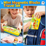 Magnetic Blocks Travel Toddler Toys Magnet Building Tiles Construction Cubes Stem Sensory Learning Farm Toys With Box Christmas Birthday Gifts For Kids Ages 3 4 5 6 7 8 Year Old Boys Girls