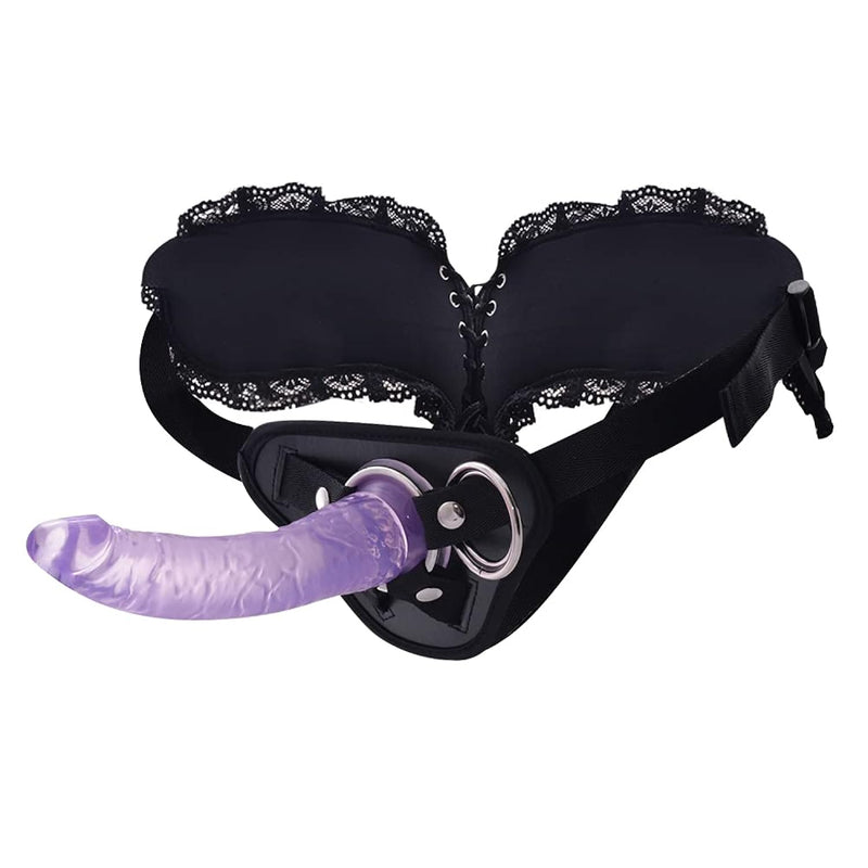Strap On Dildo Harness Pegging Sex Toy For Couple,Wearable Realistic Jelly Dildo Suction Cup Penis Dong,Vaginal G Spot Stimulator Anal Plug Female Masturbator For Women Lesbian Beginner Gay Men Purple