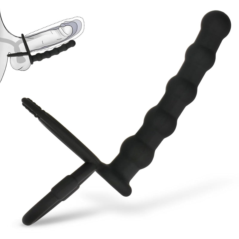 Anal Bead Dual Stimulation With Penis Ring Cock Rings, 5 Silicone Beads Anal Plug Dildos Sex Toy For G-Spot Anus Prostage Training Couples Adult Sexual Wellness