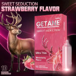 Strawberry Flavored Lubricated Condoms, Comfortable And Intensified Lubricant Condoms For Men, Premium Natural Latex, 10 Count Pack