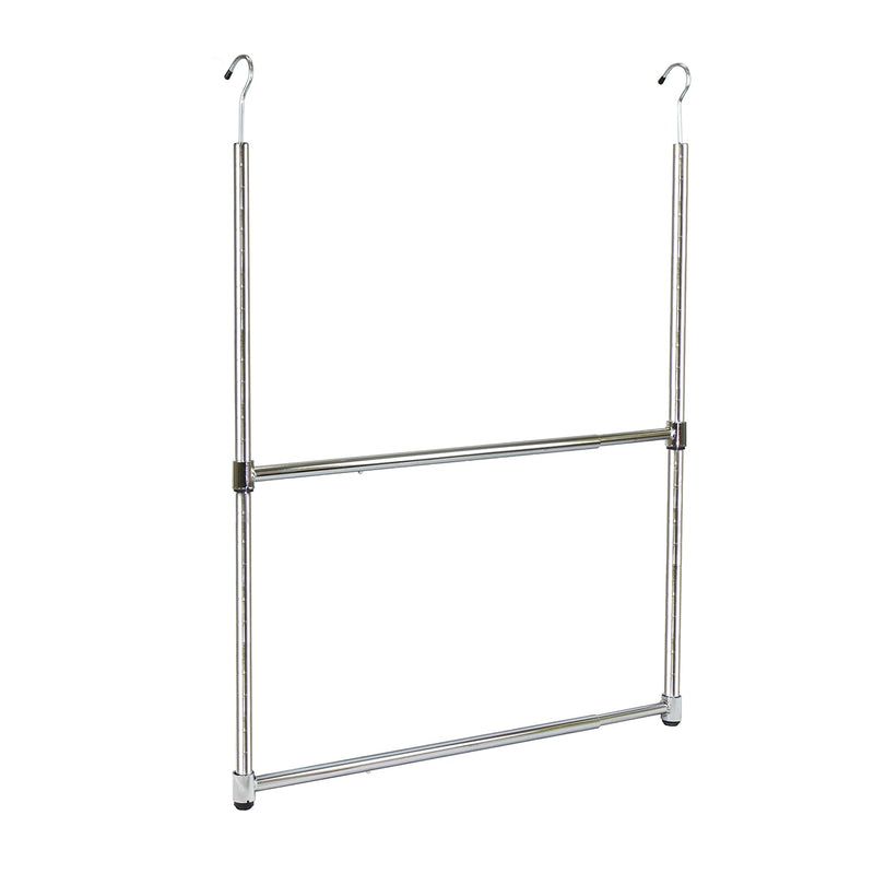 2-Tier Portable Adjustable Rod Closet Hanger, 23 In, Chrome