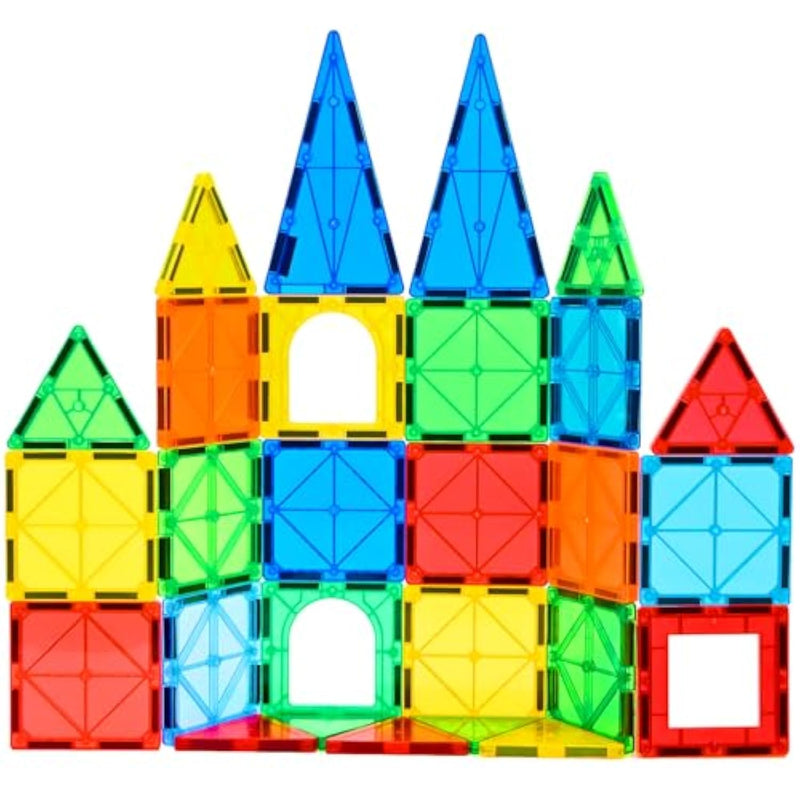 Magnetic Tiles, 64Pcs Magnet Building Toys, Magnetic Building Set, Stacking Blocks, Perfect Stem Toys Gift For Kids Boys And Girls