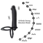 Strap On Vibrating Dildo With Penis Rings Double Penetration Anal Sex Plug Dual Penetration Dildo Vibrator With Cock Rings For Men Sex Enhance, Silicone Butt Plug Strap On Adult Sex Toys For Couples