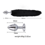 Costume Accessory Set - Plush Cat Ears, Choker, Nipple Clips, Anal Plug, Fur Tail, 4 Pcs